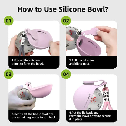 Portable Dog Water Bottle with Bowl