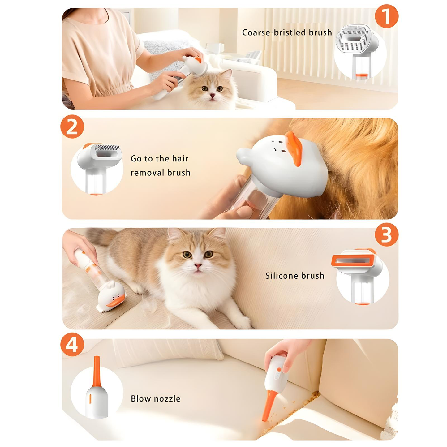 4-in-1 Electric Pet Hair Removal Brush